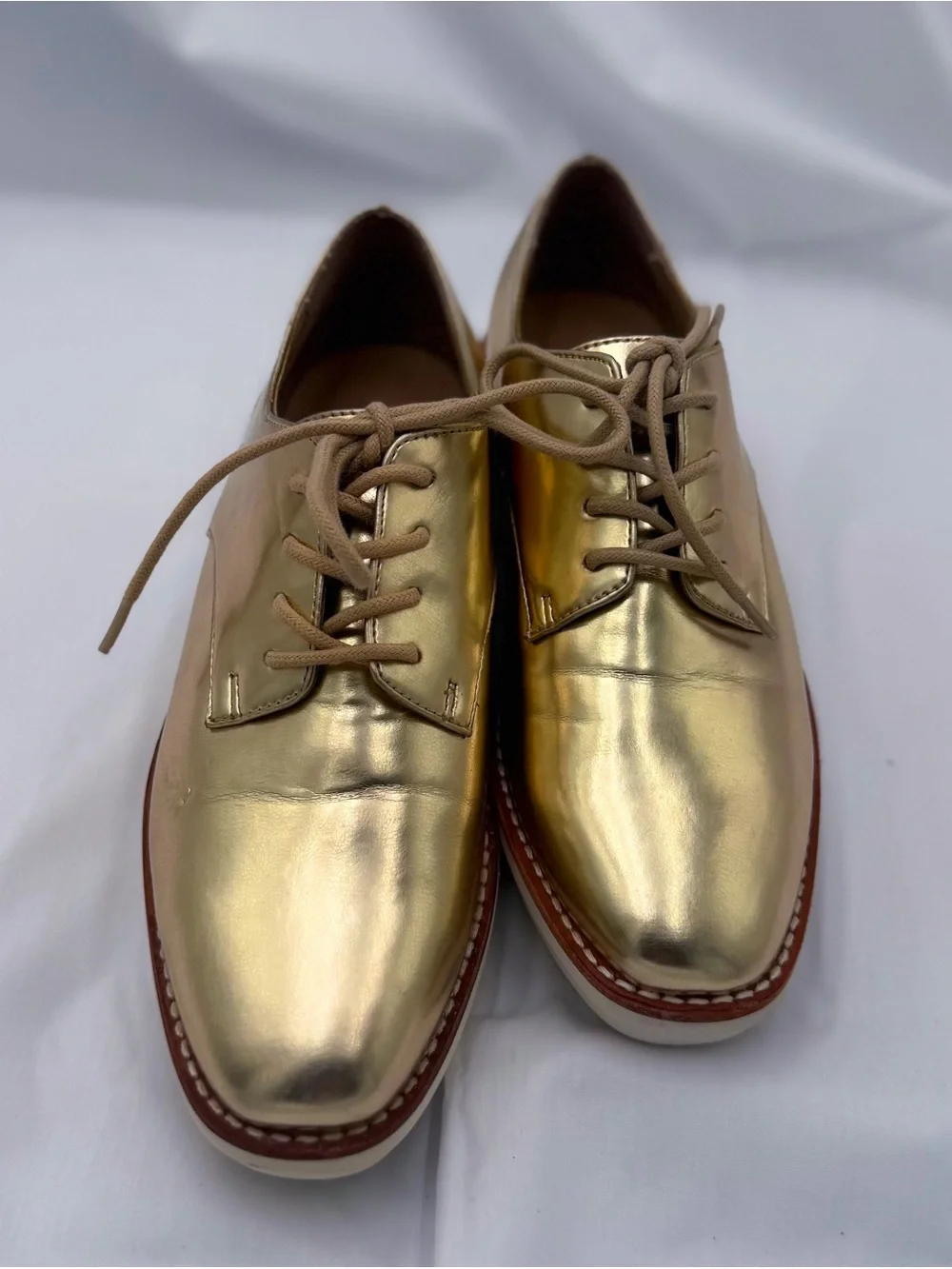 Aldo Gold Metallic Platform Derby Shoes - Women
